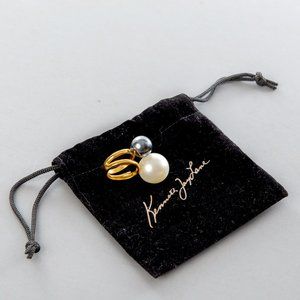 NWT  Kenneth Jay Lane White & Gray Double Pearl Ring AUTHENTIC